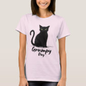 Grumpy Day met een zwarte kat T-shirt (Voorkant)