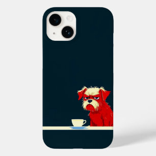 Grumpy Dog Coffee Time - Schattigee minimalistisch Case-Mate iPhone 14 Hoesje