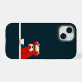 Grumpy Dog Coffee Time - Schattigee minimalistisch iPhone 15 Case (Achterkant horizontaal)