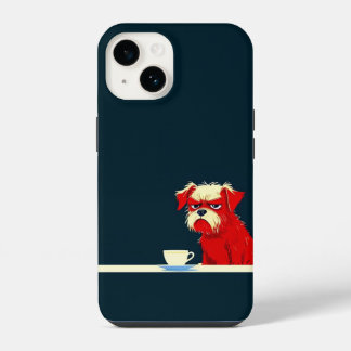 Grumpy Dog Coffee Time - Schattigee minimalistisch iPhone 14 Hoesje