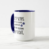 Grumpy Dog Funny Quote met Pet Photo Navy Mok (Voorkant links)