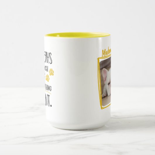 Grumpy Dog Funny Quote met Pet Photo Yellow Mok (Midden)