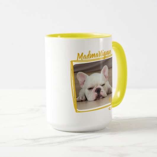Grumpy Dog Funny Quote met Pet Photo Yellow Mok (Voorkant rechts)