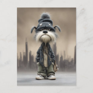 Grumpy Dog in Streetwear Briefkaart