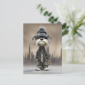 Grumpy Dog in Streetwear Briefkaart (Staand voorkant)