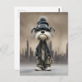 Grumpy Dog in Streetwear Briefkaart (Voorkant / Achterkant)