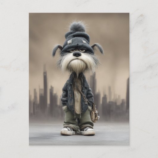 Grumpy Dog in Streetwear Briefkaart (Voorkant)