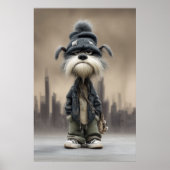 Grumpy Dog in Streetwear Poster (Voorkant)