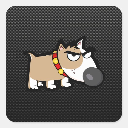 Grumpy Dog op Sleek Vierkante Sticker (Voorkant)