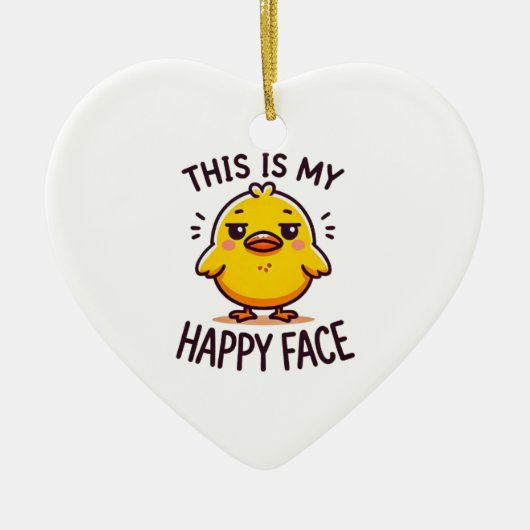 Grumpy Duck - Dit is mijn vrolijke gezicht grappig Keramisch Ornament (Voorkant)