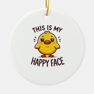 Grumpy Duck - Dit is mijn vrolijke gezicht grappig Keramisch Ornament