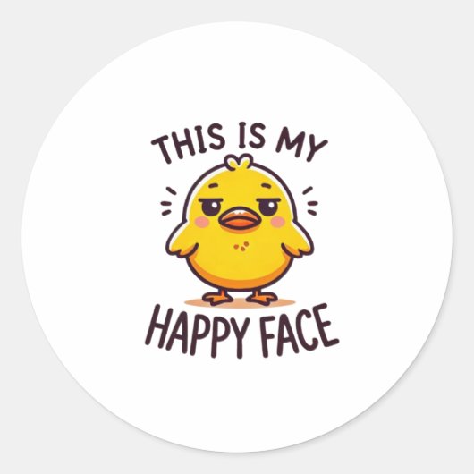 Grumpy Duck - Dit is mijn vrolijke gezicht grappig Ronde Sticker (Voorkant)
