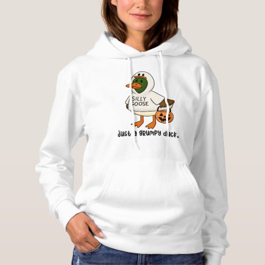 Grumpy Duck in Gekke ganzenkostuum | Funny Hallowe Hoodie (Voorkant)