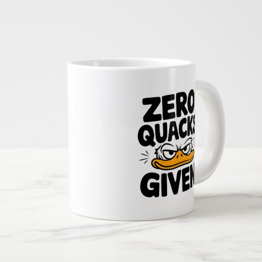 Grumpy Duck "Zero Quacks Gezien" Grappig Sarcastis Grote Koffiekop (Voorkant rechts)