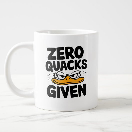 Grumpy Duck "Zero Quacks Gezien" Grappig Sarcastis Grote Koffiekop (Links)