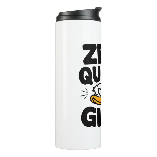 Grumpy Duck "Zero Quacks Gezien" Grappig Sarcastis Thermosbeker (Gedraaid links)