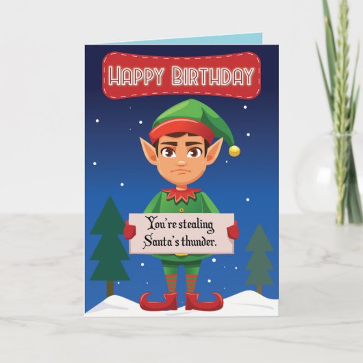 Grumpy Elf Christmas Birthday Kaart (Voorkant)