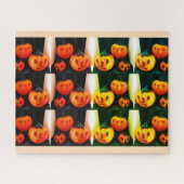 Grumpy enge Halloween pompoenen Legpuzzel (Horizontaal)