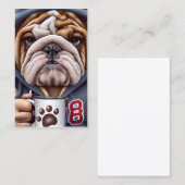 Grumpy Engelse Bulldog in Hoody Holding Visitekaartje (Voorkant / Achterkant)