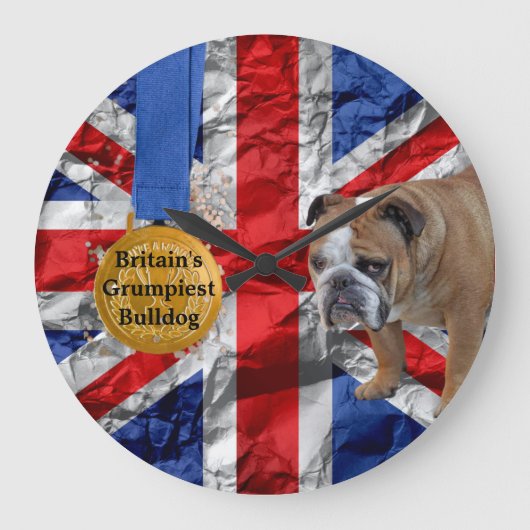 Grumpy English Bulldog Acrylic Wall klok (Voorkant)