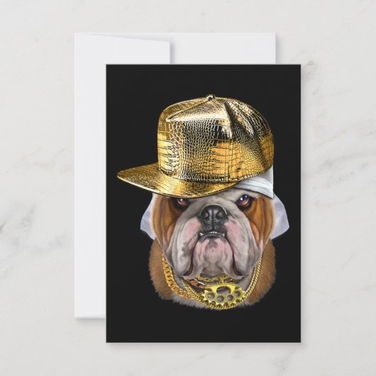 Grumpy English Bulldog met Hip Hop Rapper Kaart (Voorkant)
