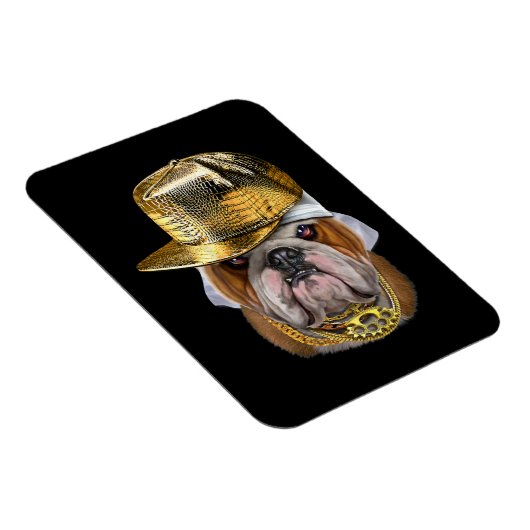 Grumpy English Bulldog met Hip Hop Rapper Magneet (Rechterzijde)