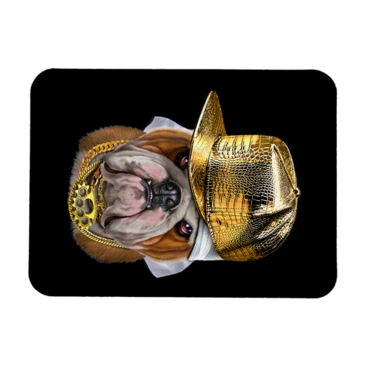 Grumpy English Bulldog met Hip Hop Rapper Magneet (Horizontaal)