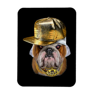 Grumpy English Bulldog met Hip Hop Rapper Magneet