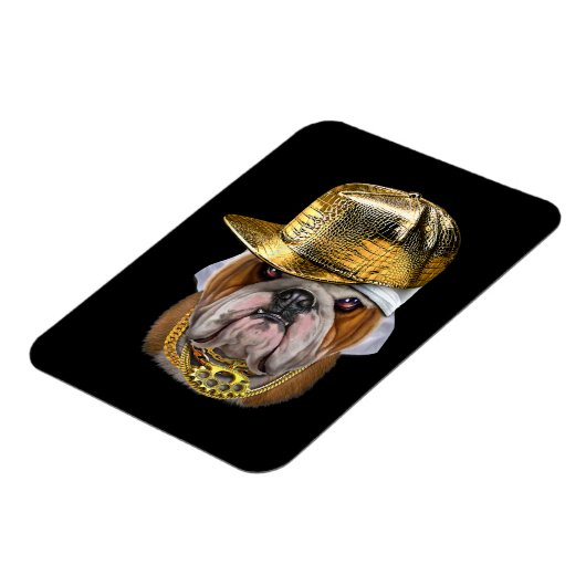 Grumpy English Bulldog met Hip Hop Rapper Magneet (Linkerzijde)