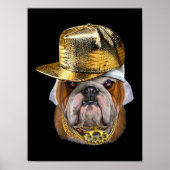 Grumpy English Bulldog met Hip Hop Rapper Poster (Voorkant)