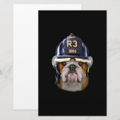 Grumpy English Bulldog Wearing Firefighter Helmet Briefpapier (Voorkant / Achterkant)