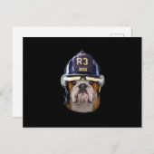 Grumpy English Bulldog Wearing Firefighter Helmet Feestdagenkaart (Voorkant / Achterkant)