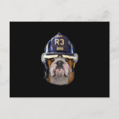 Grumpy English Bulldog Wearing Firefighter Helmet Feestdagenkaart (Voorkant)