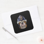 Grumpy English Bulldog Wearing Firefighter Helmet Vierkante Sticker (Envelop)