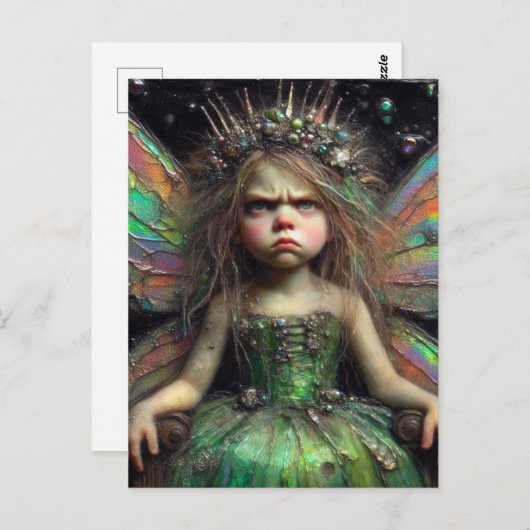 Grumpy Fairy in een groene jurk Briefkaart (Voorkant / Achterkant)