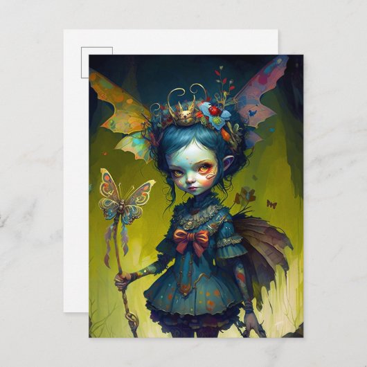 Grumpy Fairy Pixie Fantasy Art Briefkaart (Voorkant / Achterkant)