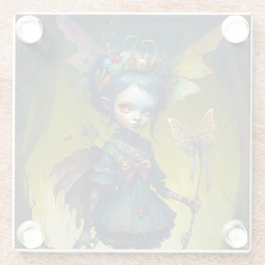 Grumpy Fairy Pixie Fantasy Art Glazen Onderzetter (Achterkant)