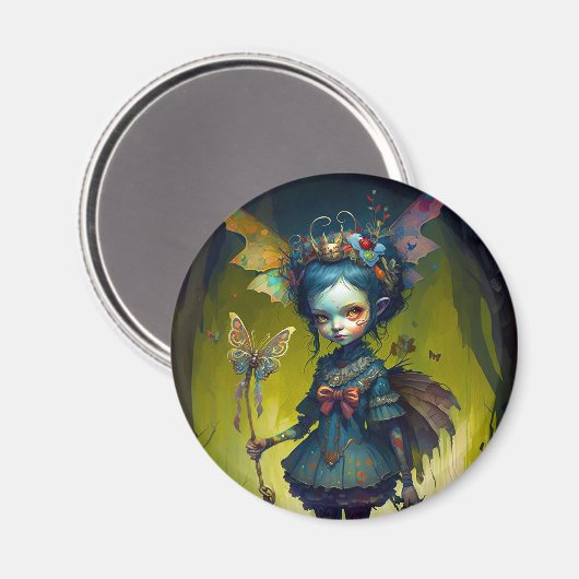 Grumpy Fairy Pixie Fantasy Art Magneet (Voorkant / Achterkant)