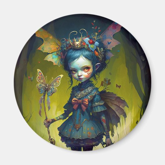 Grumpy Fairy Pixie Fantasy Art Magneet (Voorkant)