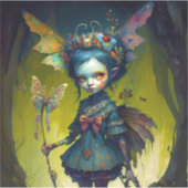 Grumpy Fairy Pixie Fantasy Art Sticker (Voorkant)