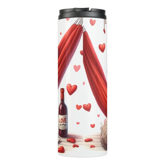 Grumpy Fluffy Cat met wijn Thermosbeker (Achterkant)