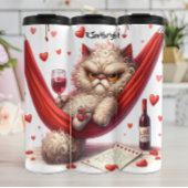 Grumpy Fluffy Cat met wijn Thermosbeker