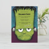 Grumpy Frankenstein Halloween Party Invitation Kaart (Staand voorkant)