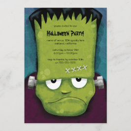 Grumpy Frankenstein Halloween Party Invitation Kaart