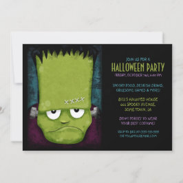 Grumpy Frankenstein's Monster Halloween Party Kaart
