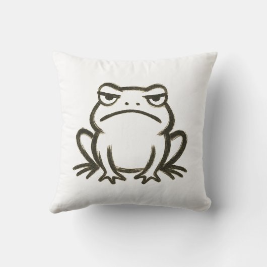 Grumpy Frog - Minimalistische penseelstreekstemmin Kussen (Achterkant)