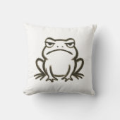 Grumpy Frog - Minimalistische penseelstreekstemmin Kussen (Voorkant)