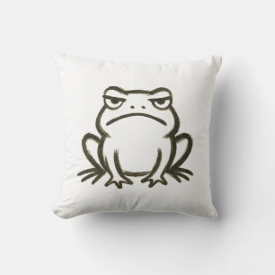 Grumpy Frog - Minimalistische penseelstreekstemmin Kussen