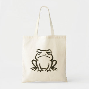 Grumpy Frog - Minimalistische penseelstreekstemmin Tote Bag