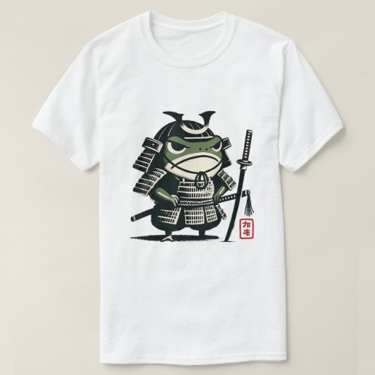 Grumpy Frog Samurai Japanese Ink Design T-shirt (Design voorkant)